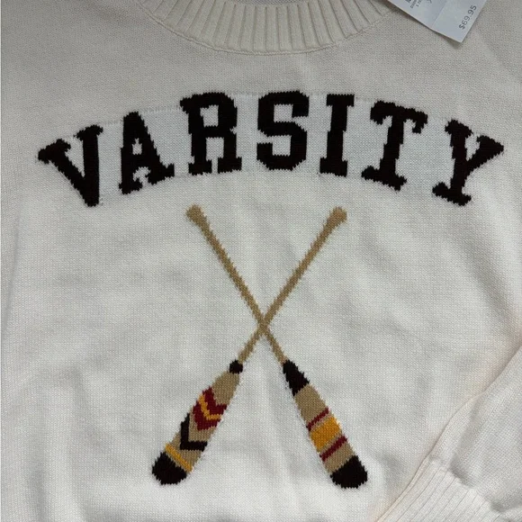 Cream Varsity Sweater - Picture 2 of 4